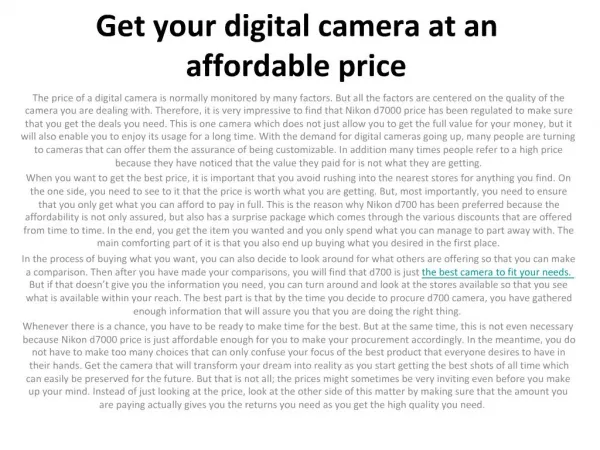 Get your digital camera at an affordable price