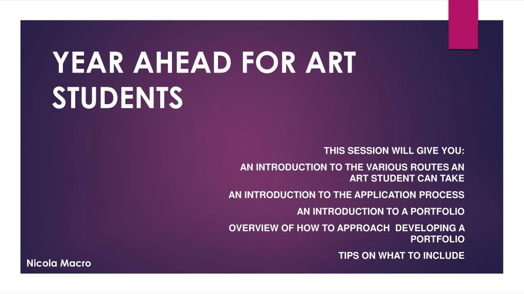 year ahead for art students