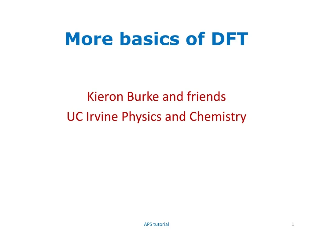 more basics of dft
