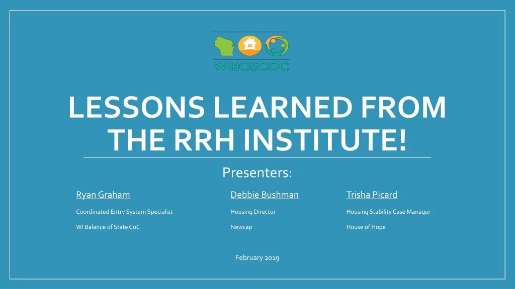 lessons learned from the rrh institute