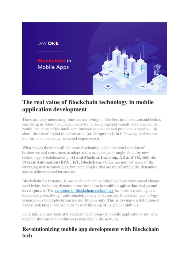The real value of Blockchain technology in mobile application development