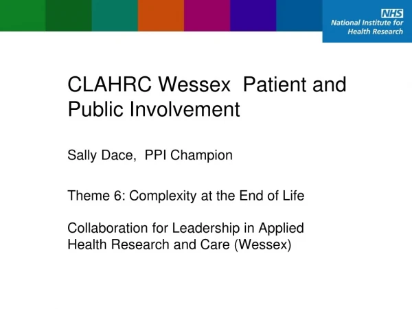 CLAHRC Wessex Patient and Public Involvement