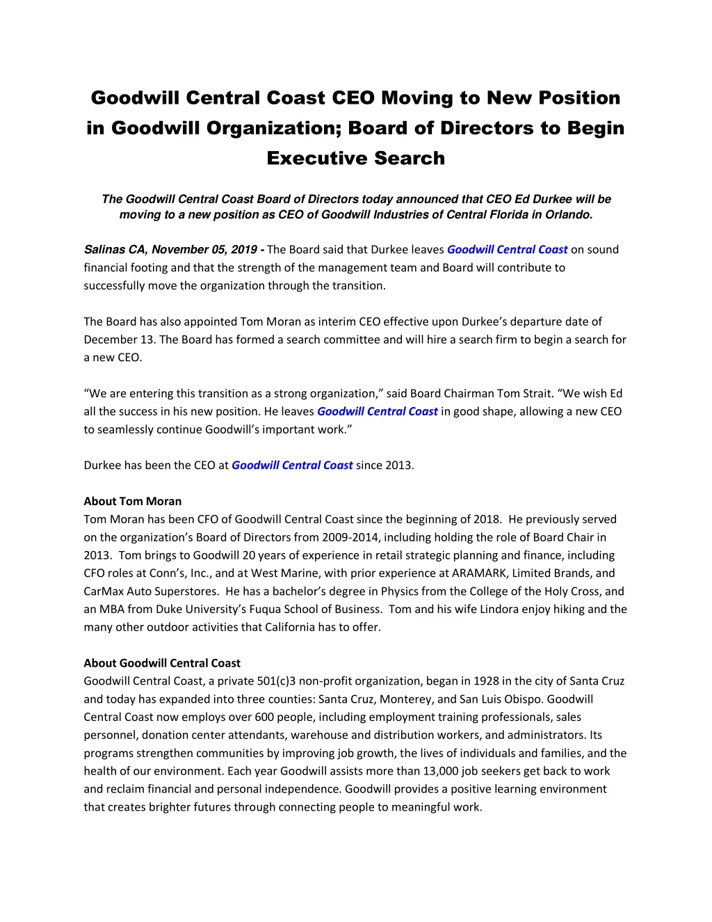 goodwill central coast ceo moving to new position