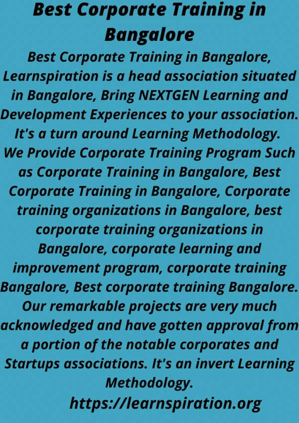 Best Corporate Training in Bangalore