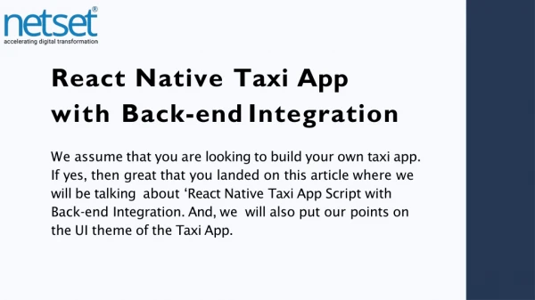 React Native Taxi App with Backend Integration
