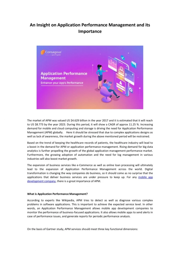 an insight on application performance management