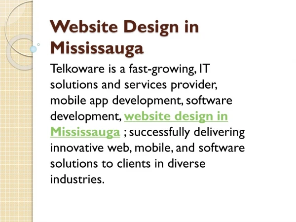 Excellent Website Design in Mississauga