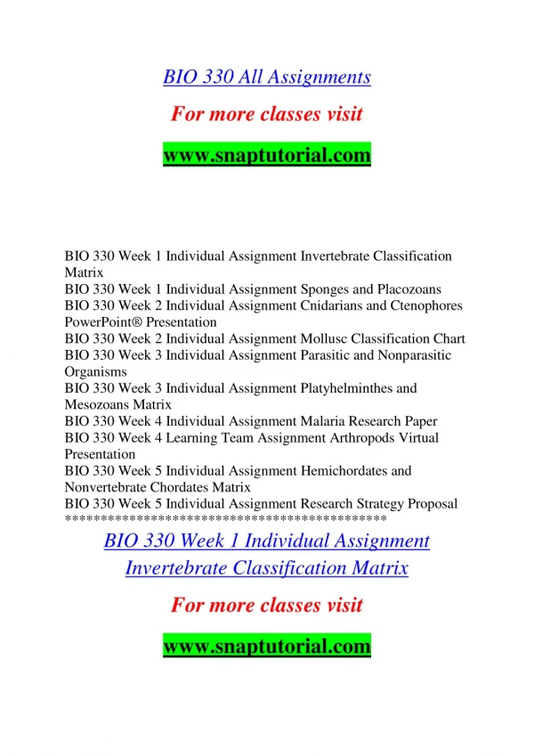 bio 330 all assignments