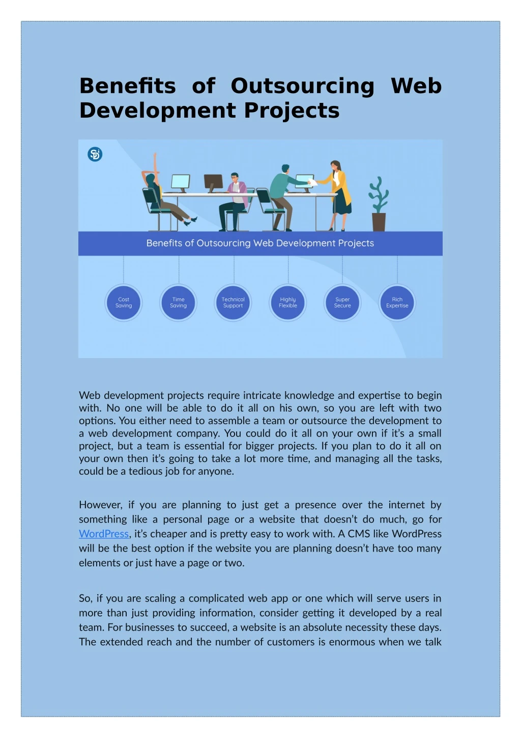 benefits of outsourcing web development projects