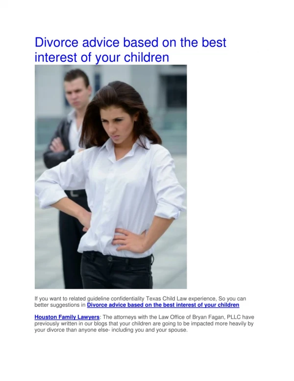 Divorce advice based on the best interest of your children
