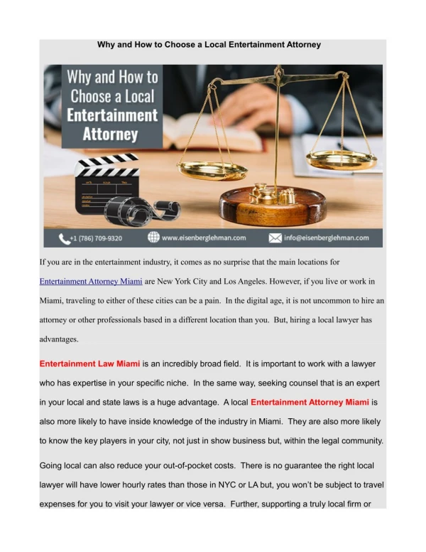 Why and How to Choose a Local Entertainment Attorney