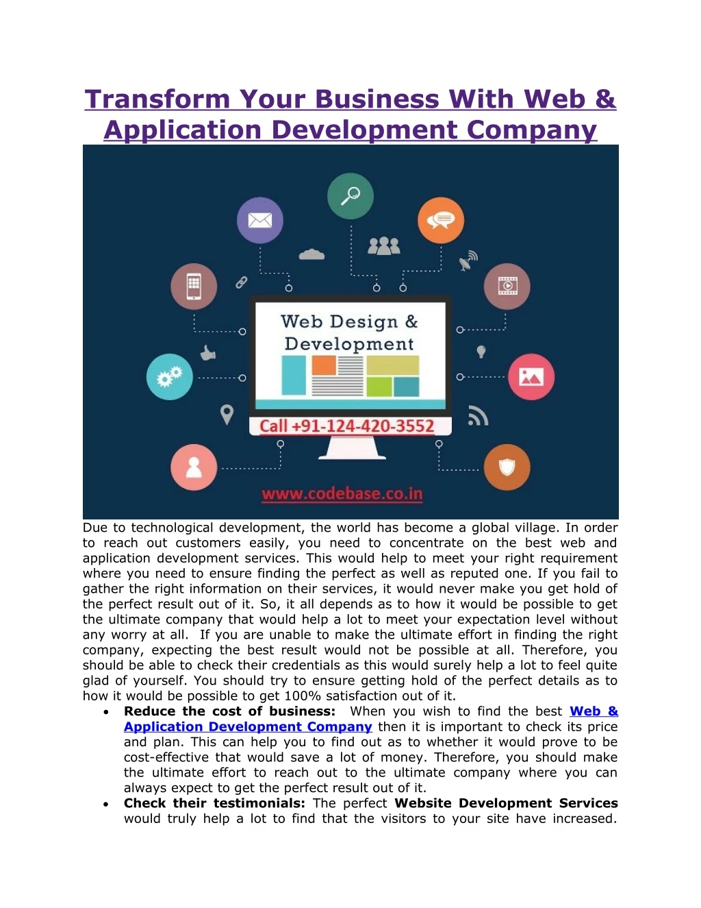 transform your business with web application