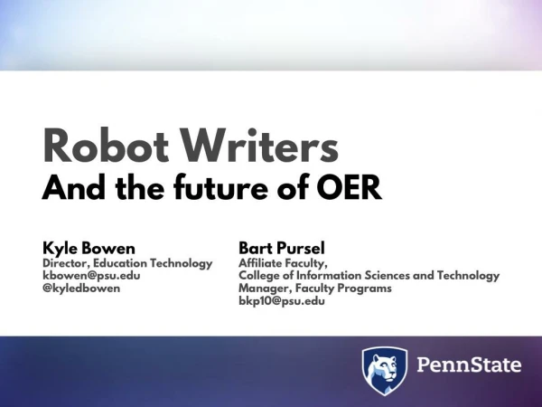 Robot Writers And the future of OER