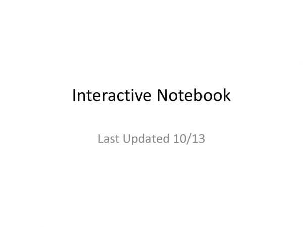 Interactive Notebook