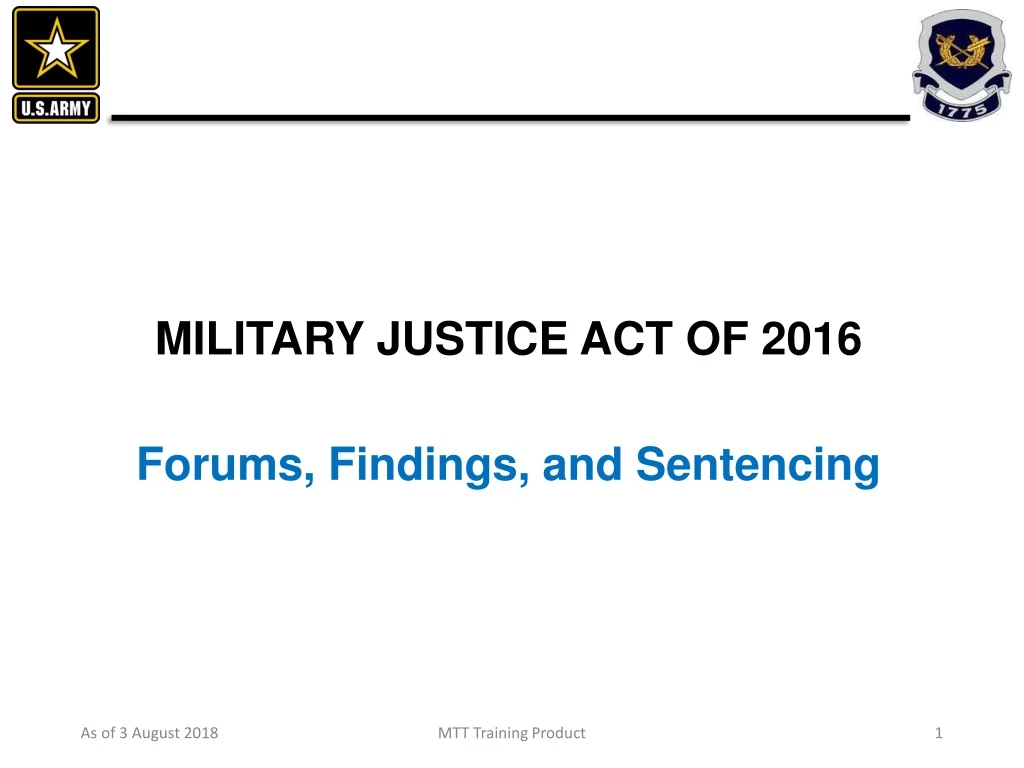 military justice act of 2016 forums findings