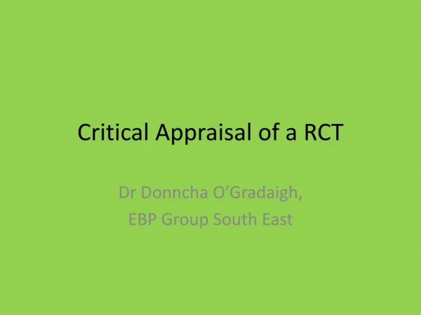 Critical Appraisal of a RCT