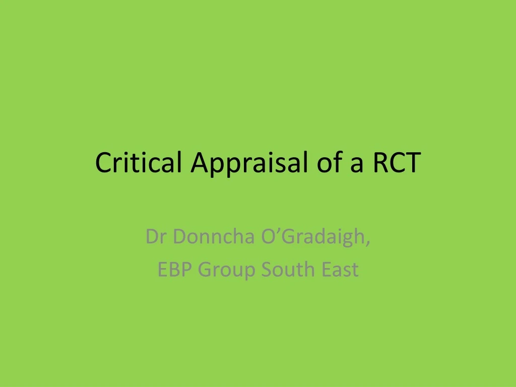 critical appraisal of a rct