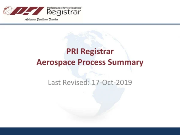 PRI Registrar Aerospace Process Summary