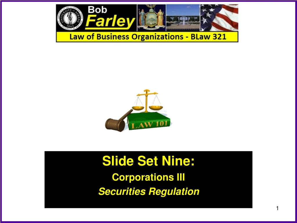slide set nine corporations iii securities regulation