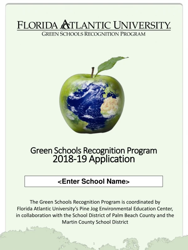 Green Schools Recognition Program 2018-19 Application