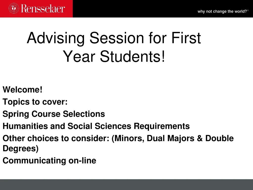 advising session for first year students