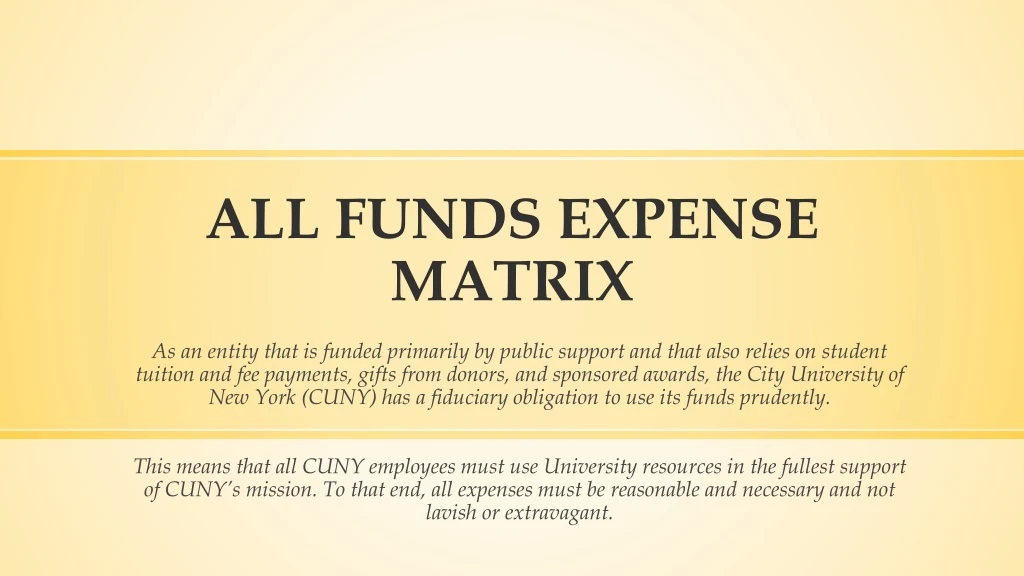 all funds expense matrix