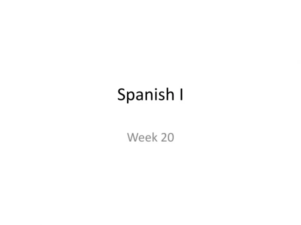 Spanish I