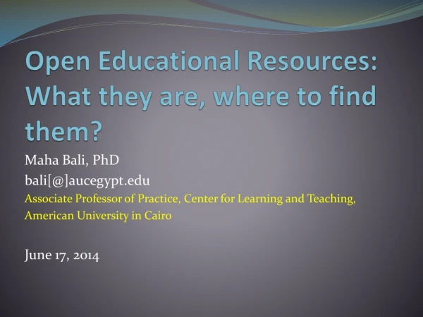Open Educational Resources: What they are, where to find them?