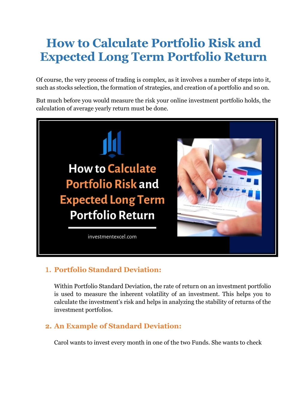 how to calculate portfolio risk and expected long