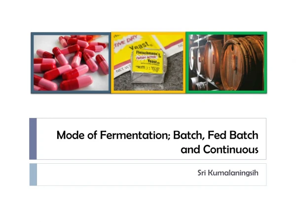 Mode of Fermentation; Batch, Fed Batch and Continuous
