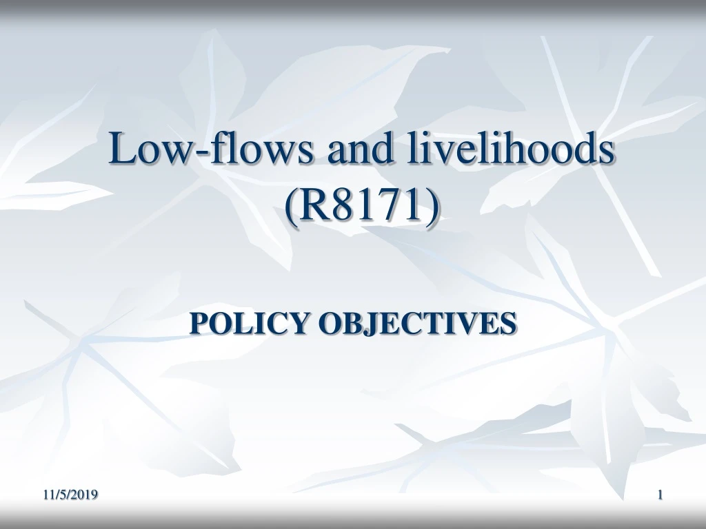 low flows and livelihoods r8171