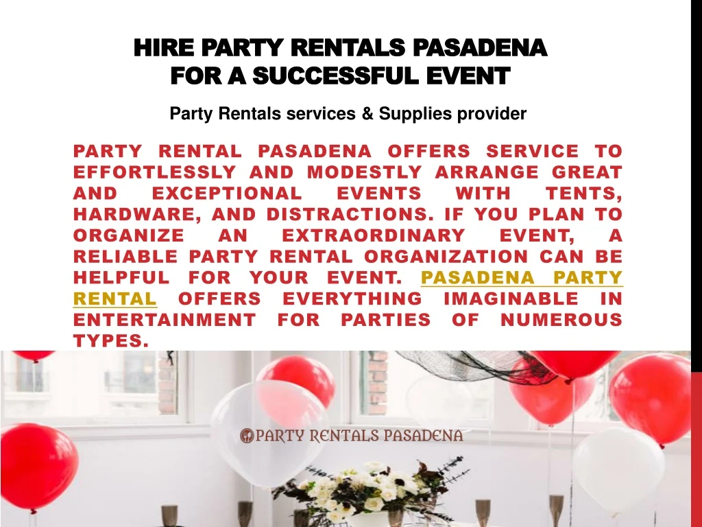 hire party rentals pasadena for a successful event