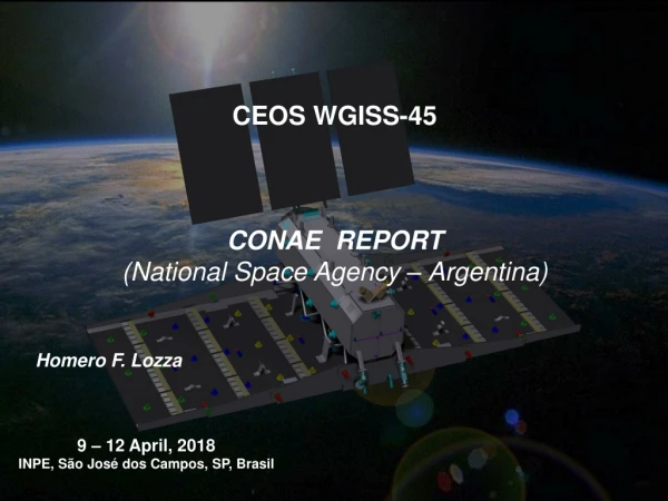 CEOS WGISS-45 CONAE REPORT ( National Space Agency – Argentina) Homero F. Lozza