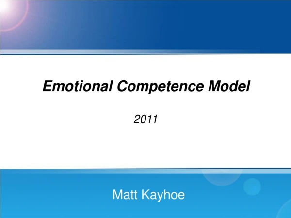 Emotional Competence Model 2011