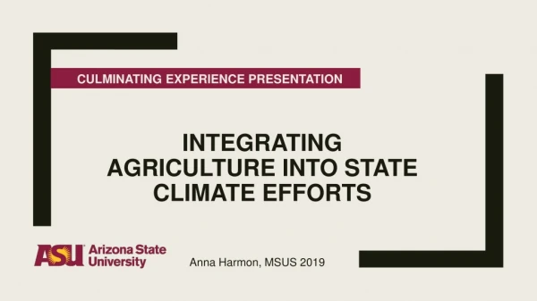 integrating agriculture into state climate EFFORTS