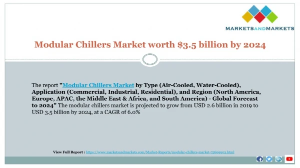 Modular Chillers Market Analysis | Recent Market Developments | Industry Forecast to 2019-2024