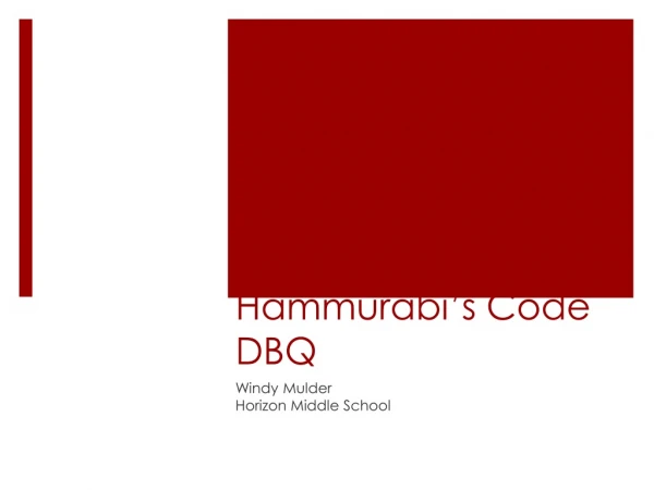 Intro to Hammurabi’s Code DBQ
