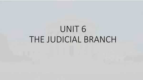 UNIT 6 THE JUDICIAL BRANCH