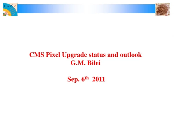 CMS Pixel Upgrade status and outlook G.M. Bilei Sep. 6 th 2011