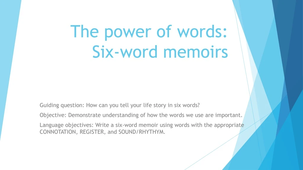 the power of words six word memoirs