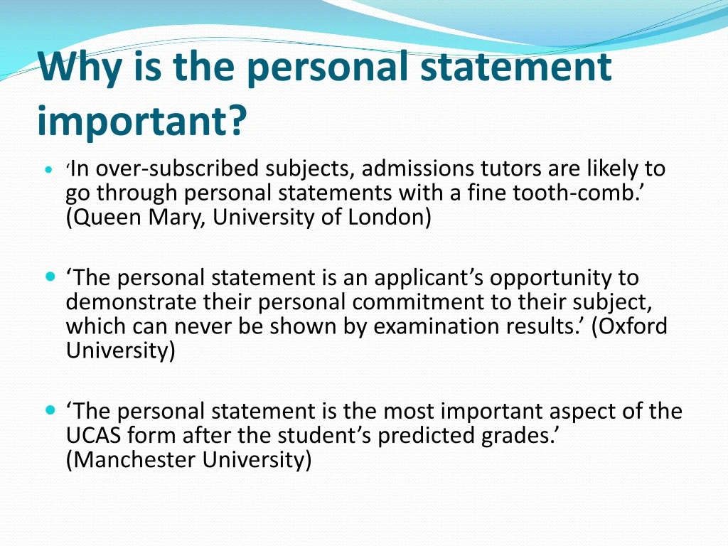 why is the personal statement important