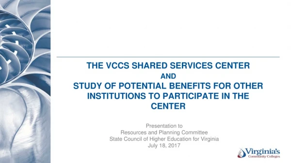 Presentation to Resources and Planning Committee State Council of Higher Education for Virginia