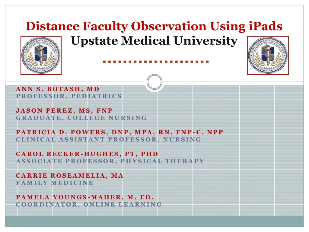 distance faculty observation using ipads upstate medical university