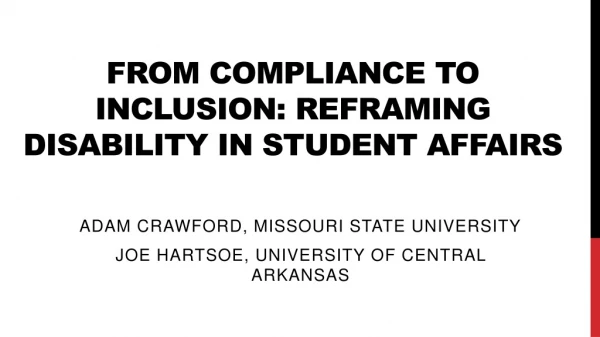 From Compliance to Inclusion: Reframing Disability in Student Affairs