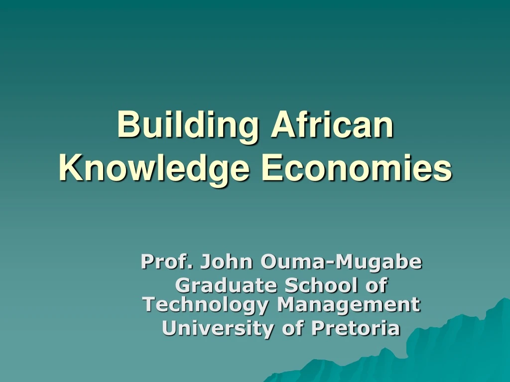 building african knowledge economies