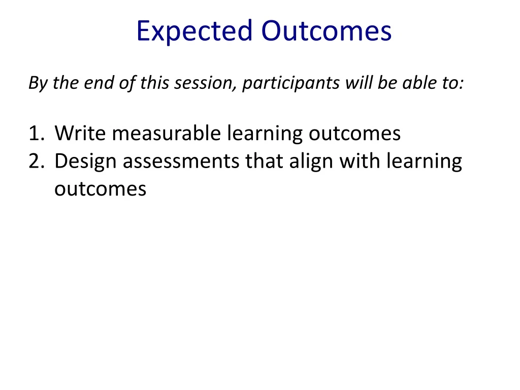 expected outcomes