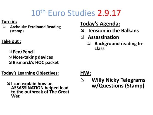 10 th Euro Studies 2.9.17