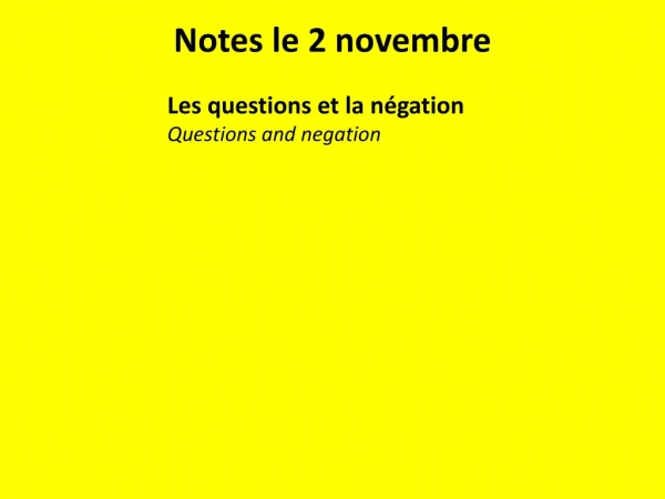 Notes le 2 novembre