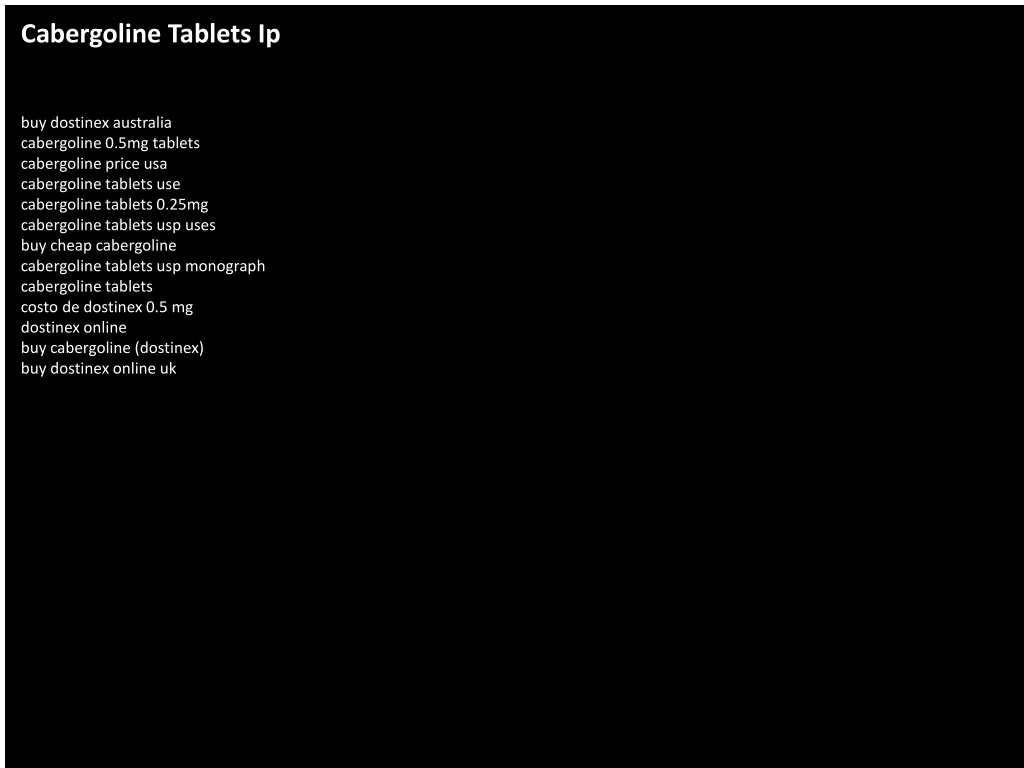 cabergoline tablets ip