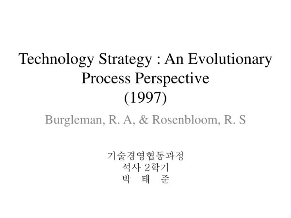 Technology Strategy : An Evolutionary Process Perspective (1997)